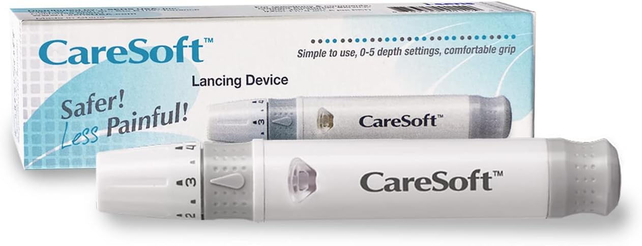 CareSoft Lancing Device - Compatible with CareSens Blood Glucose Monitoring Kit, Lancets and Most (Round/Universal) Diabetic Lancets