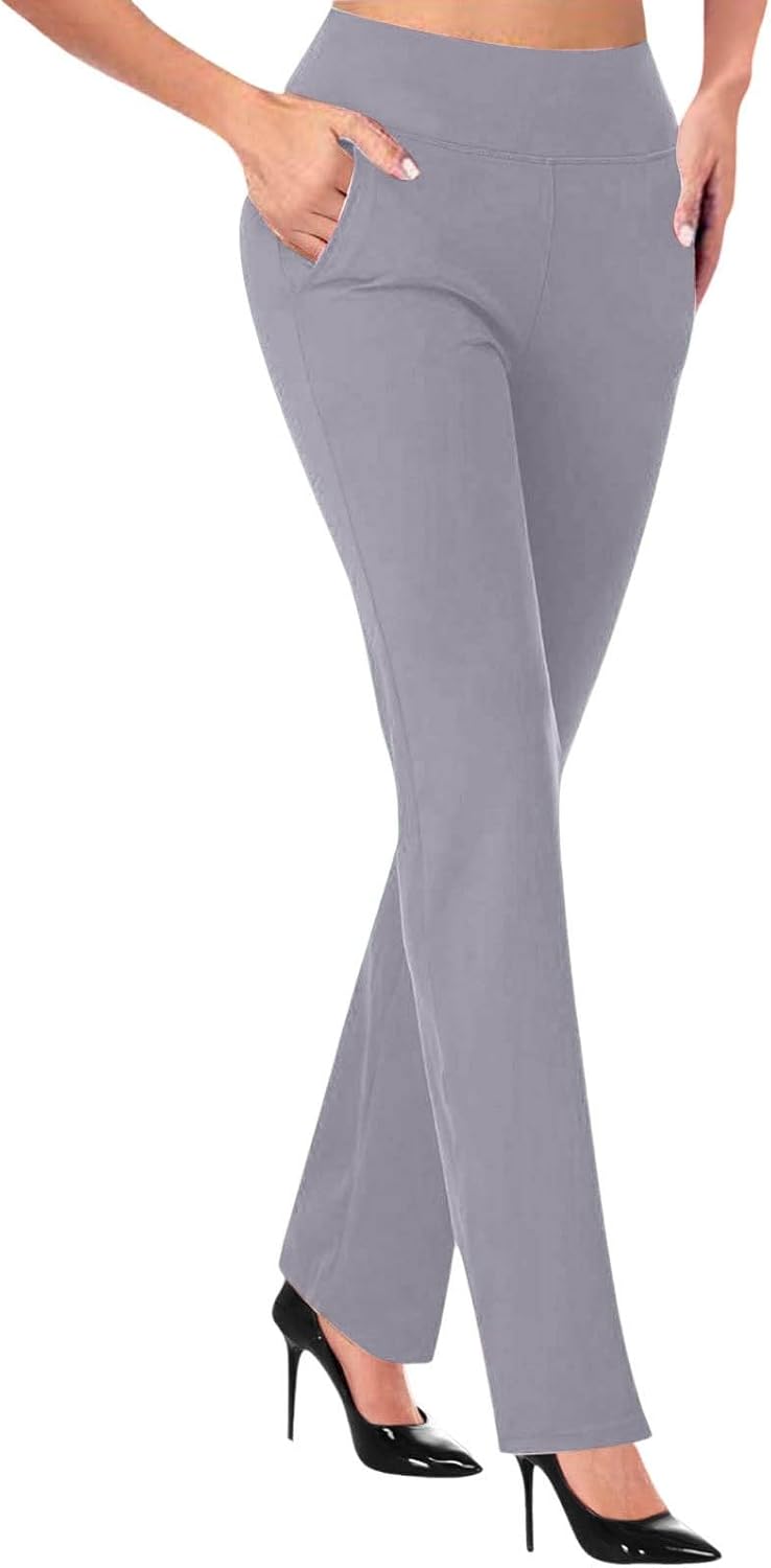 Generisch Leggings M Pants for Women Business Casual Work Trousers High Waist Stretchy Pull On Pants Slacks Bottoms Jogging Suit Women Black