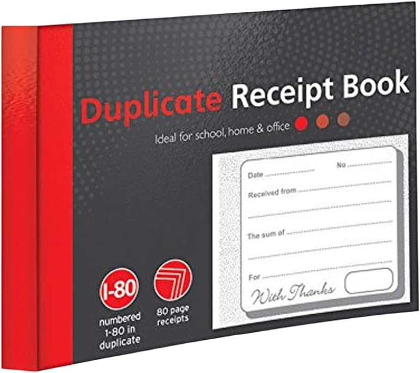 1-80 Pages Numbered Duplicate Receipt Book, Half Size Duplicate Receipt Book for Business, Home, Office, Shop and Warehouse (1)