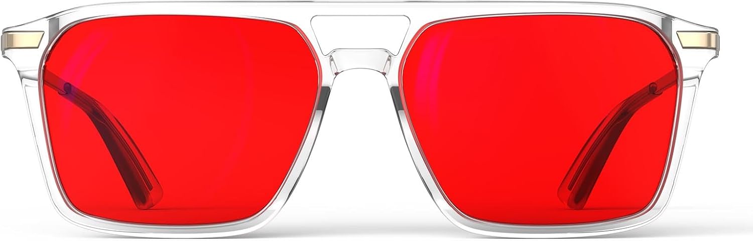 Goiteia 100% Blue Light Blocking Glasses - Red Sleep Glasses for Total Blue and Green Light Blocking - Relieve Eye Strain & Improve Sleep - Spring Hinges for Superior Comfort