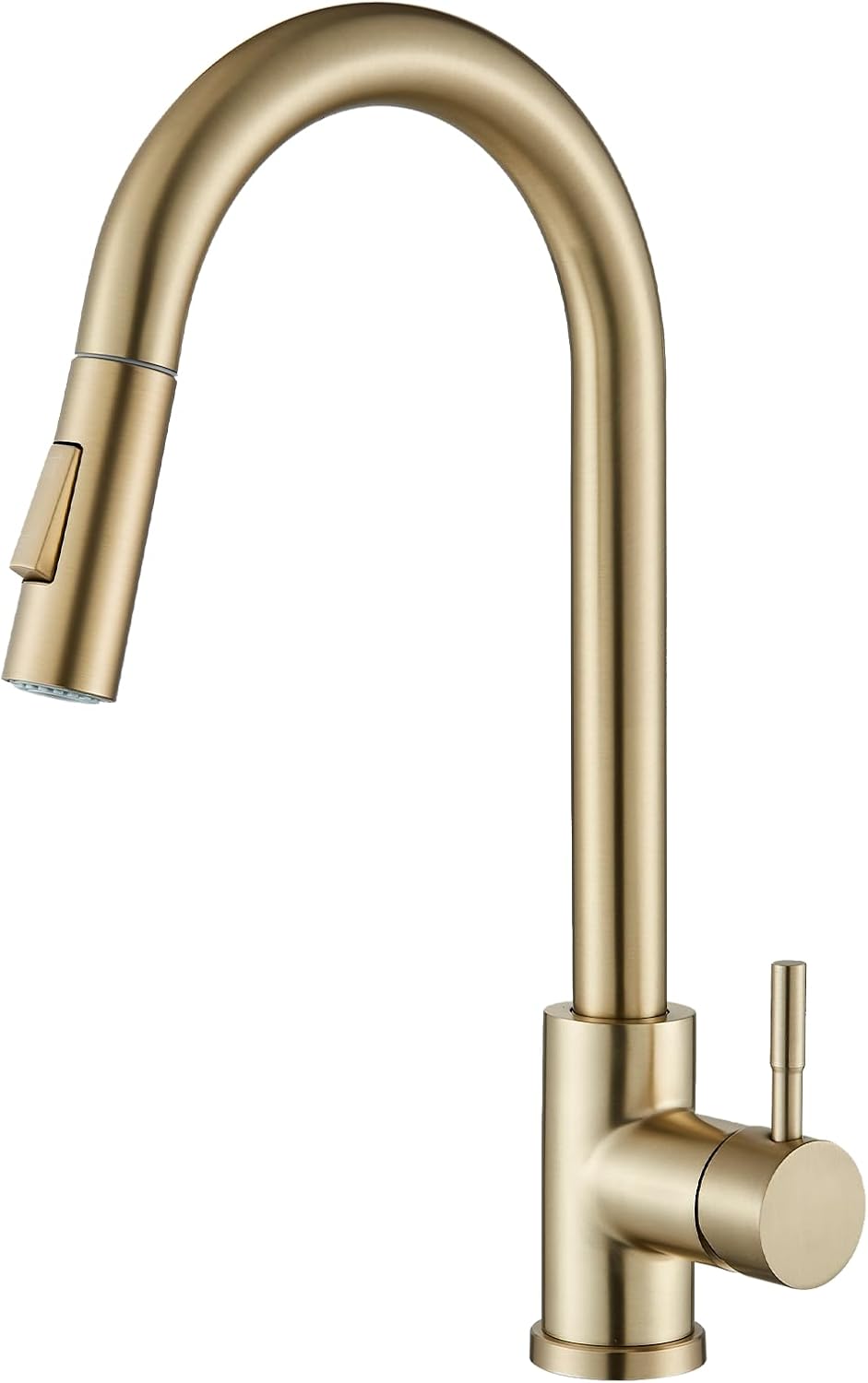 Suguword Pull Out Kitchen Sink Faucet Mixer Tap - High Arc Swivel Spout Bar Sink Tap 1 Hole Bathroom Basin Faucet Dual Spray Modes | Solid Brass | Brushed Gold | 360° Swivel