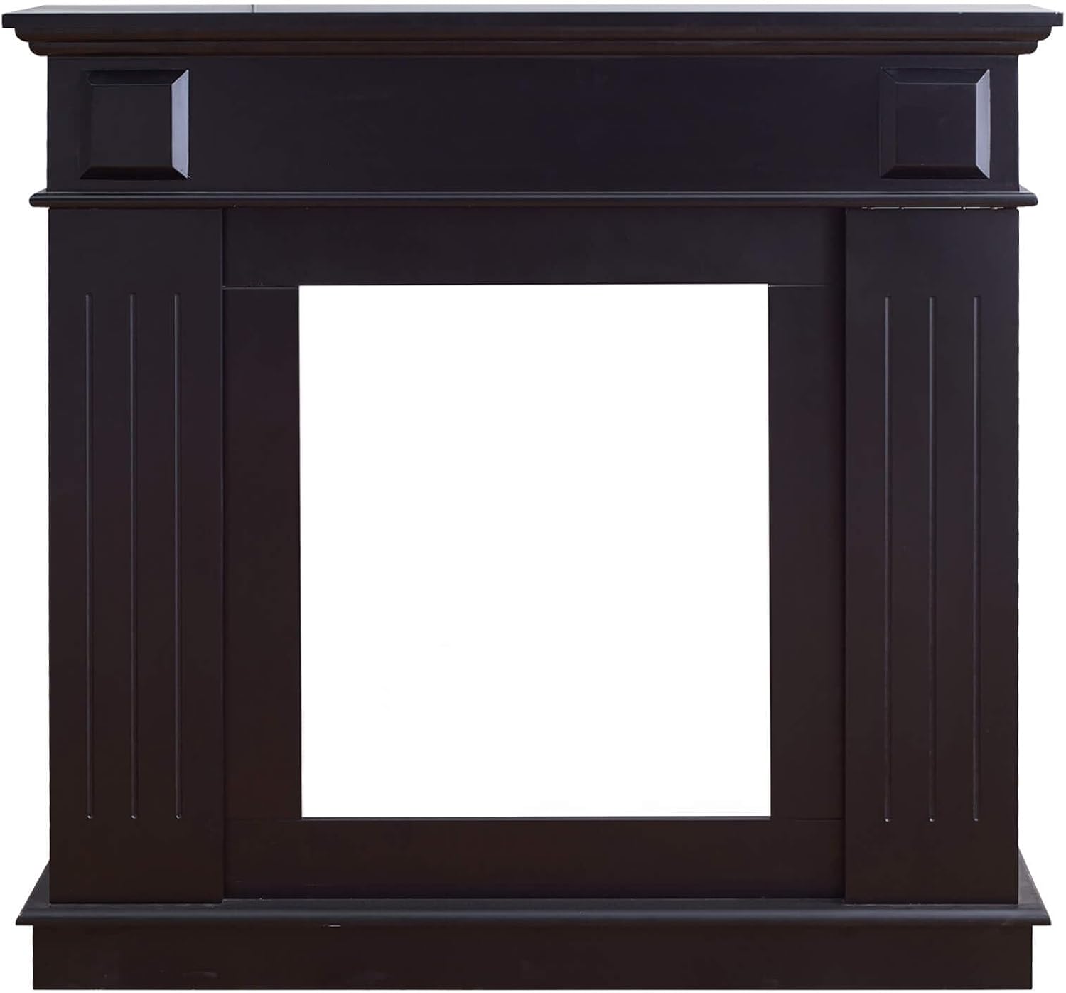 Rebecca Mobili Decorative Frame Fireplace, decoration Black Mantelpiece, Wooden, Modern Style, for Living Room - Dimensions 101 x 109 x 26 cm (HxWxD) - RE6368