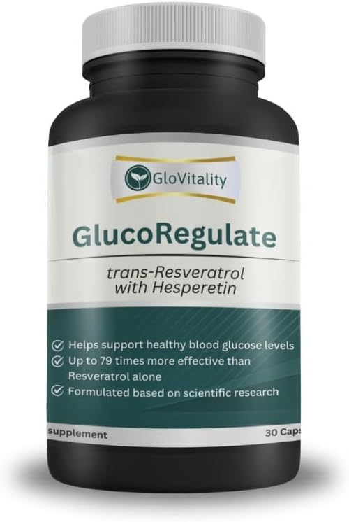 GlucoRegulate | Blood Sugar (Glucose) Control Supplement | Patented Formulation | High Purity 99% Trans-Resveratrol | 98% Hesperetin | Vegan