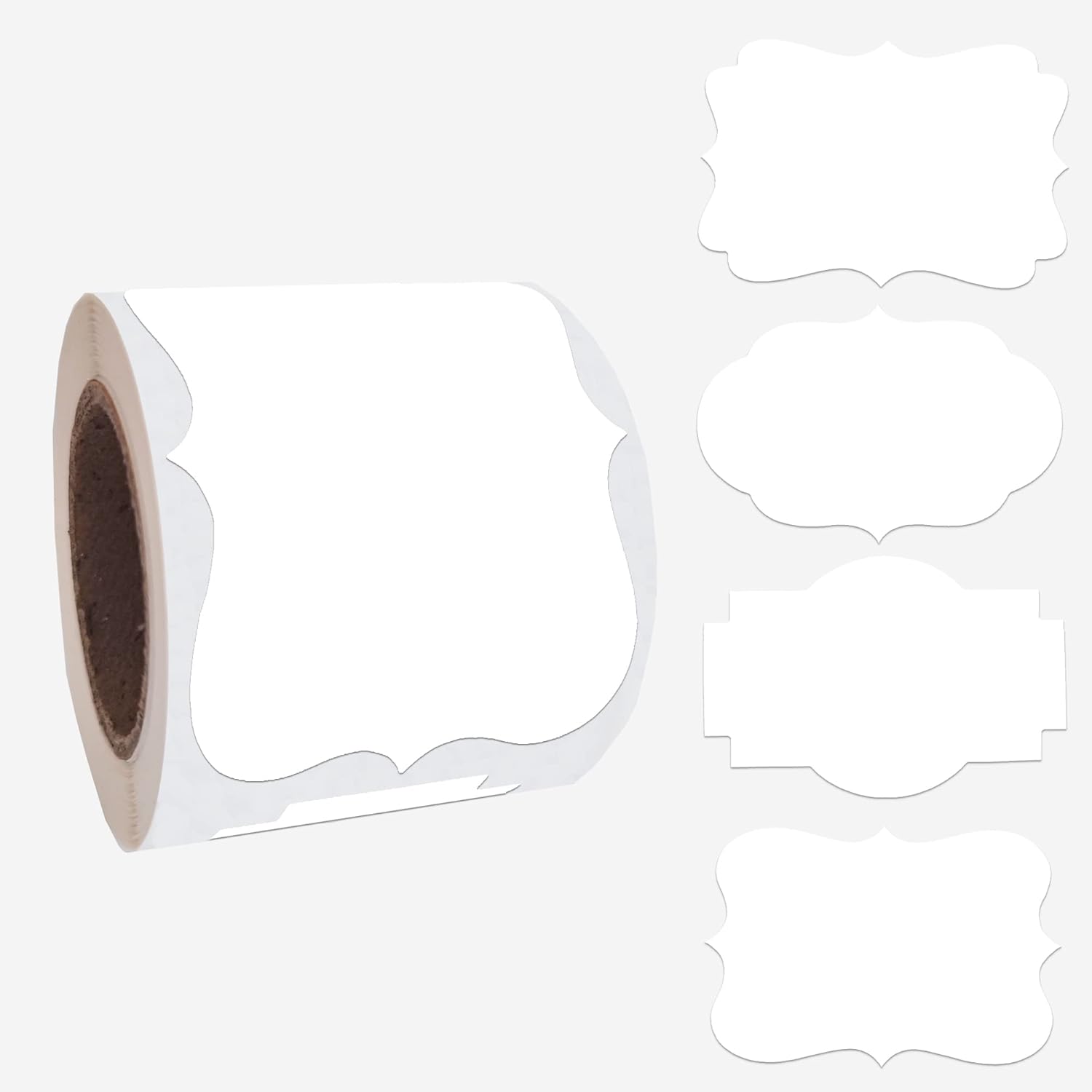 SALEMAR White Label Sticker, 2x3 inch Fancy Shape Labels for Essential Oil Bottle or Food Jars, Name Tags Stickers, 200PCS(White)