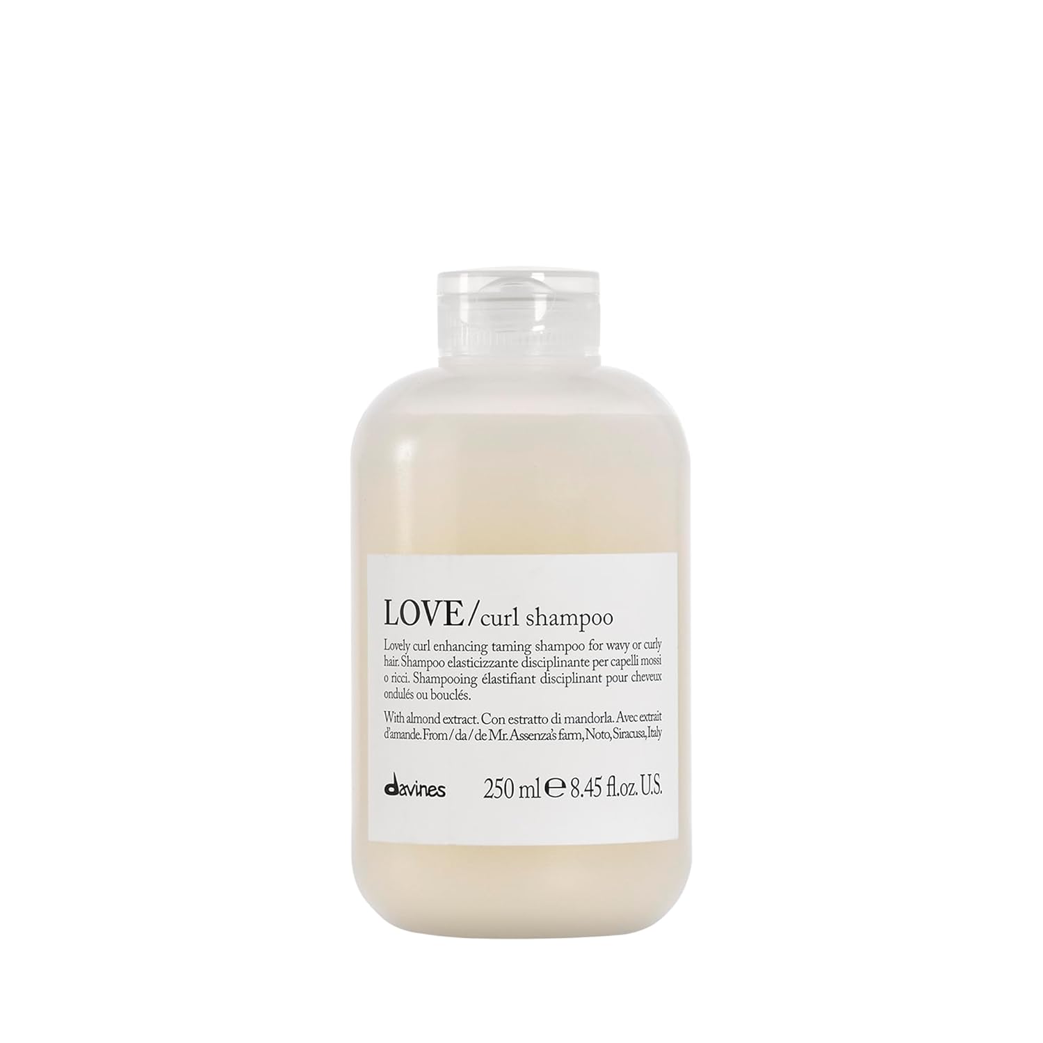 Davines LOVE Curl Shampoo, Enhancing Volume Taming Gentle Formula for Wavy and Curly Hair - Softens, Hydrates, and Boosts Curl Elasticity Without Compromising Texture with Almond Extract, 8.45 Fl Oz