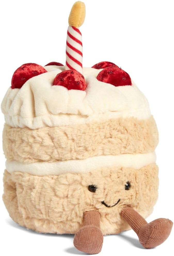 WeightedPlush 12" Birthday Cake Plush Cute Smile Cake Pillow Stuffed Animals Funny Soft Food Plushies Toy for Gifts for Kids Birthday