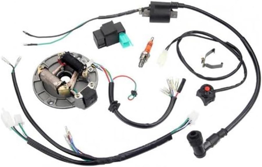 TBUOIUE Engine Ignition Coil 1 Set Ignition Stator High Density Wiring Harness Ignition Coil Magnetoes Stator For 50cc 70cc 110cc 125cc 4 Stroke Bike