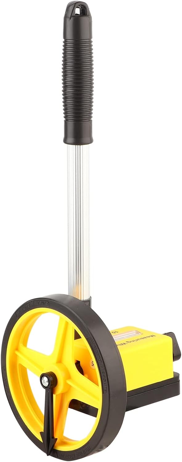 Distance Measuring Wheel Telescopic Handle Distance Wheel High Accuracy Measuring Wheel Suitable for Roads Sidewalks Land, Portable 0-9999.9m Distance Measurement (Small Wheel)