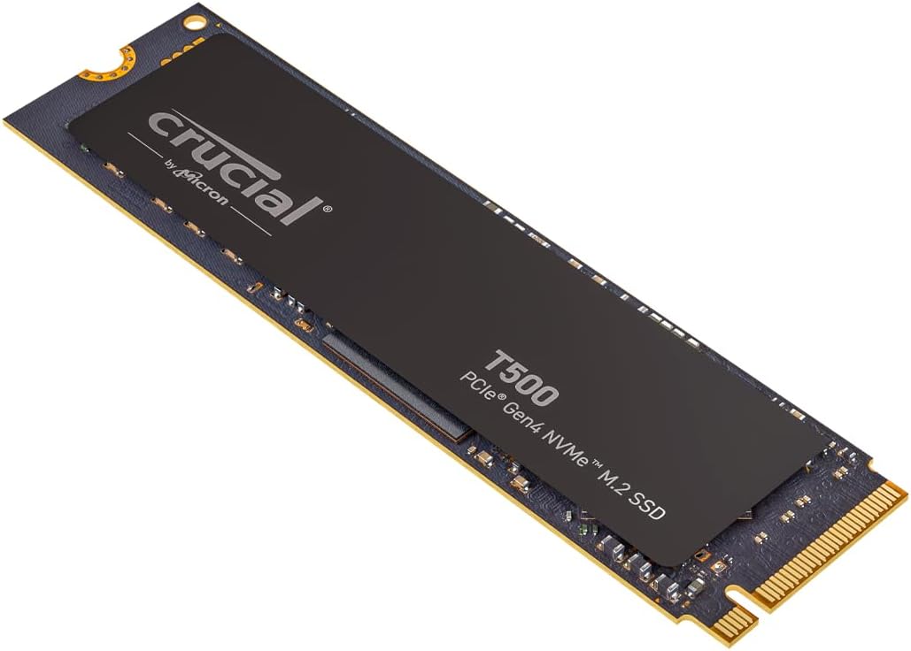 Crucial T500 1TB SSD PCIe Gen4 NVMe M.2 Internal Gaming SSD, Up to 7300MB/s, TLC NAND, Laptop and Desktop Compatible, Microsoft DirectStorage, Solid State Drive - CT1000T500SSD8
