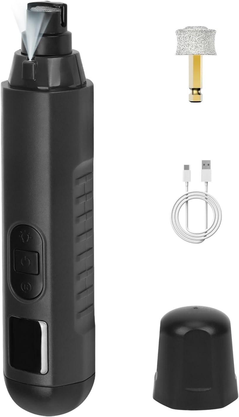 OWill Dog Nail Grinders with LED Lights, 5 Speeds Professional Silent Electric Nail Clippers for Dogs, Nail File Grinder for Dog Claw Care, Suitable for Large Medium Small dogs