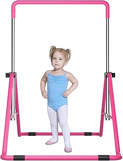 DOBESTS Gymnastics Bar, Kids Folding Horizontal Bar, Adjustable Height Gymnastic Horizontal Bars, Gymnastic Training Equipment for Home Gym Indoor Garden Outdoor