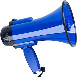 30 Watt Power Portable Megaphone Bullhorn Speaker Voice, Siren/Alarm and 240S Recording with Volume Control and Strap (Blue)