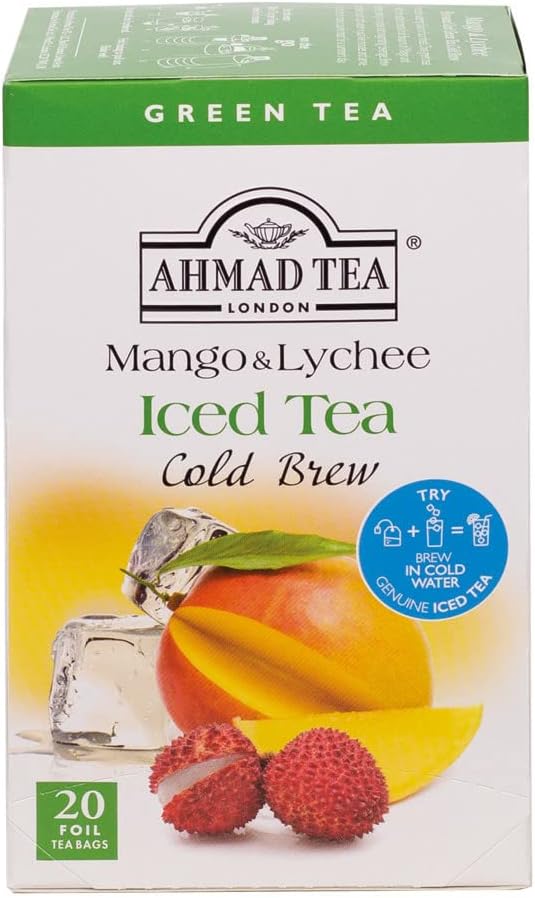 Ahmad Tea Mango & Lychee Cold Brew | Green Tea - 20 Teabag Sachets
