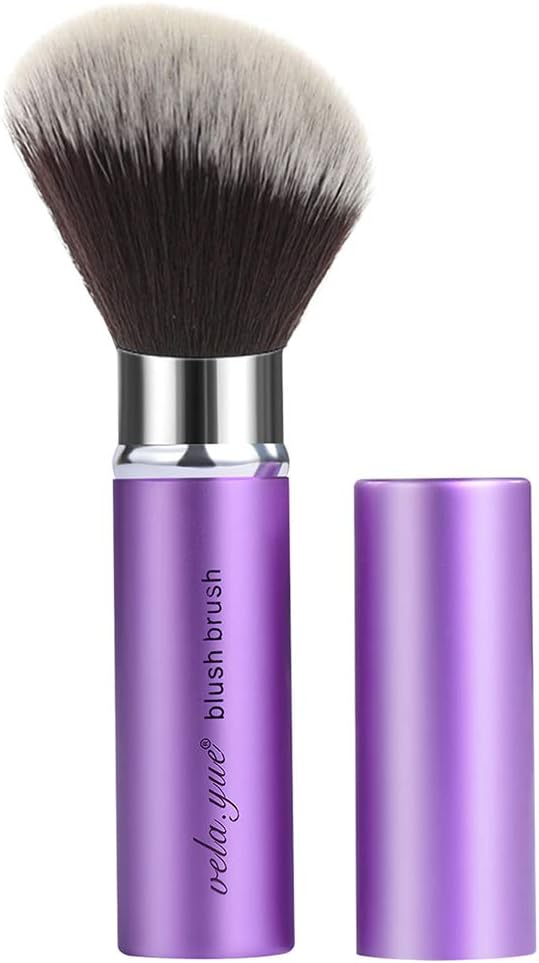 Vela.Yue Retractable Blush Brush Angled Face Powder Bronzer Travel Kabuki Makeup Brushes