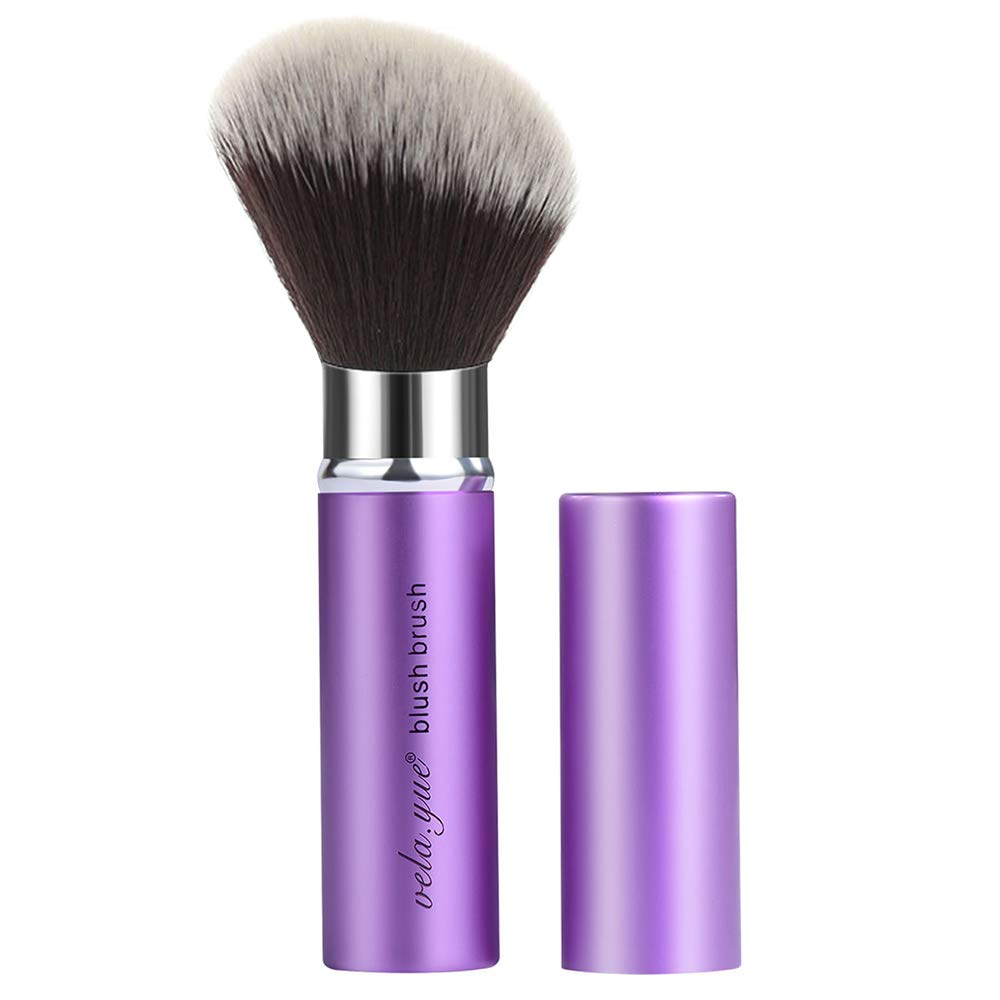 Vela.Yue Retractable Blush Brush Angled Face Powder Blusher Bronzer Travel Makeup Brush