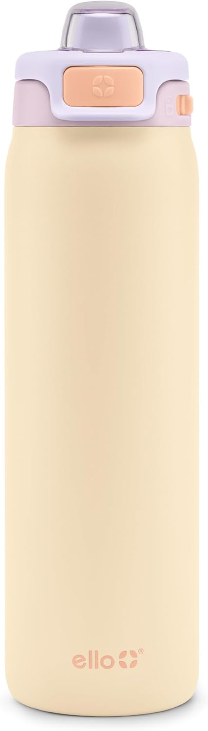 Ello Pop & Fill Stainless Steel Water Bottle with Quick Fill Technology, Double Walled Vacuum Insulated Metal, Leak Proof Locking Lid, Sip & Chug, BPA Free, Holiday Gift for Him Her, 22oz, 32oz, 40oz