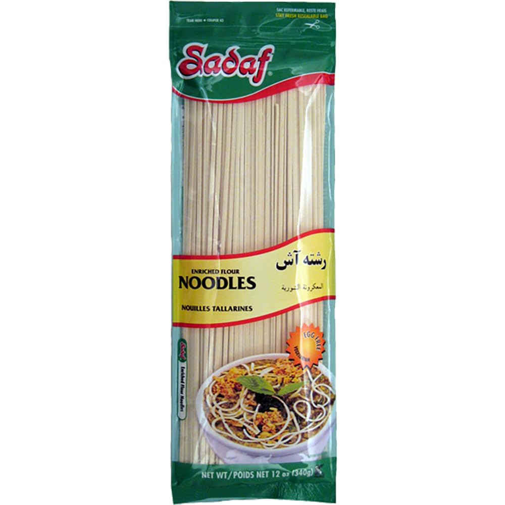 Sadaf Ash Resteh Noodles 12 oz - Enriched Wheat Flour Noodles - Perfect for Persian and Asian dishes (1)