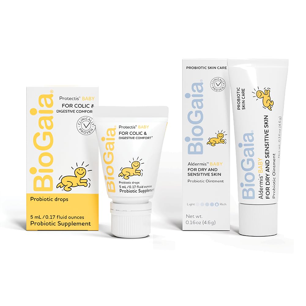 BioGaia Baby Probiotic Essentials For Digestive & Skin Health | Drops Ease Colic, Gas & Tummy Issues | Ointment Soothes & Hydrates Dry, Irritated Skin