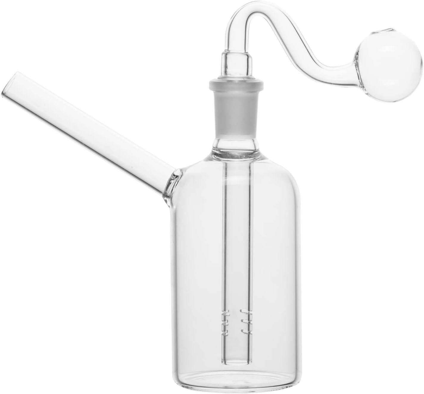 14.5mm Glass Water Bong Glass Handmade Recycler Pipes Thick Clear Pipe Small Mini Bong(Clear)