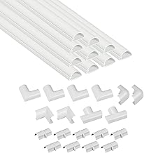 D-Line 157in Cord Cover Kit, Self-Adhesive Wire Hiders, Paintable Cable Raceway to Hide Wires on Wall, Electrical Cable Management - 10x 15.7 Lengths & 19 Accessories - 1.18" (W) x 0.59" (H) - White