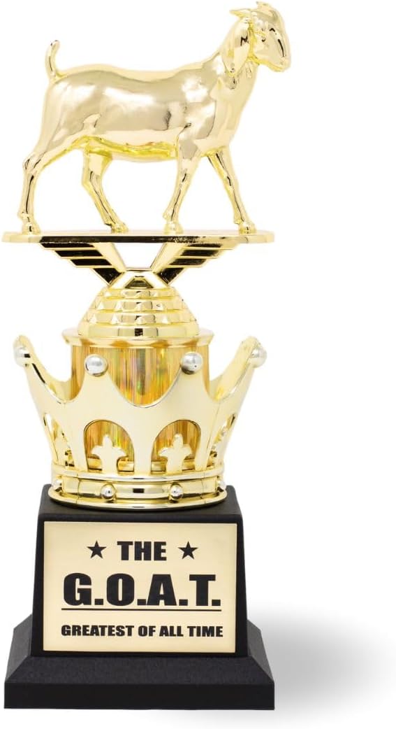 The Goat Trophy Award - G.O.A.T. - Greatest of All Time Trophy with Option for Custom Engraving on Gold Plate - Funny Trophy to Recognize Appreciate Boss, Co-Workers, Champions, Gift