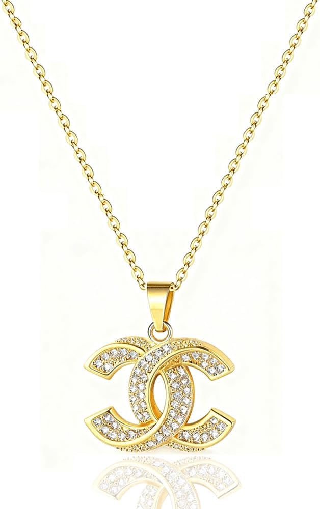 Gold Initial Necklace for Women Luxury 18K Gold Diamond Necklace Classic Necklace Pendant Jewelry Gifts for Women