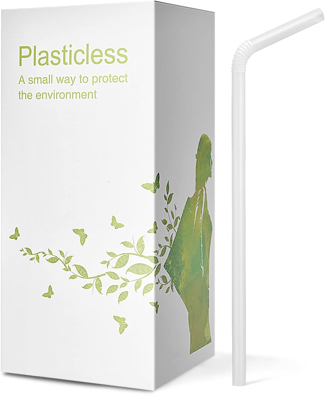 200 Count 8.25" Eco-friendly Bendable Compostable PLA Straws - KTOB Plasticless Biodegradable Flexible Drinking Straws