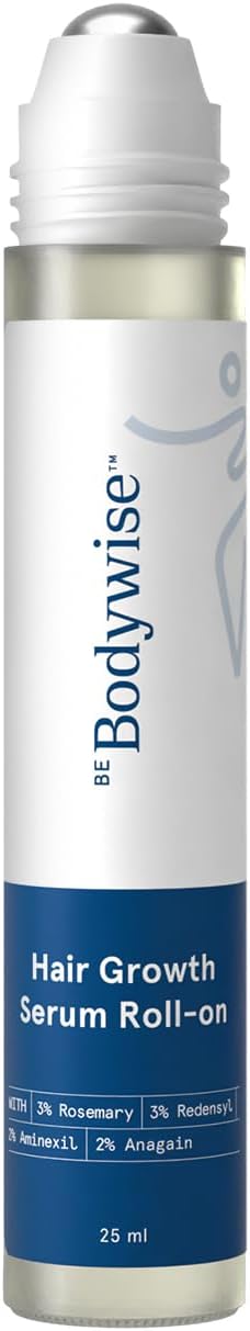 Be Bodywise Rosemary Hair Growth Serum (Roll On) | 3% Redensyl & 2% Anagain | Hair fall control serum for Women & Men | Promotes Hair Growth & Stimulates Hair Follicles | For All Hair Types | 25ml