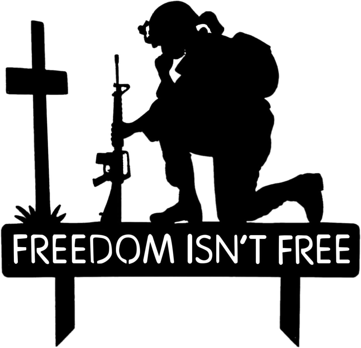 Rowa 4th of July Memorial Metal Plaque for Fallen Soldiers, Patriotic Home Garden Yard Outdoor Decoration for Independence Day (02#Female Soldier)