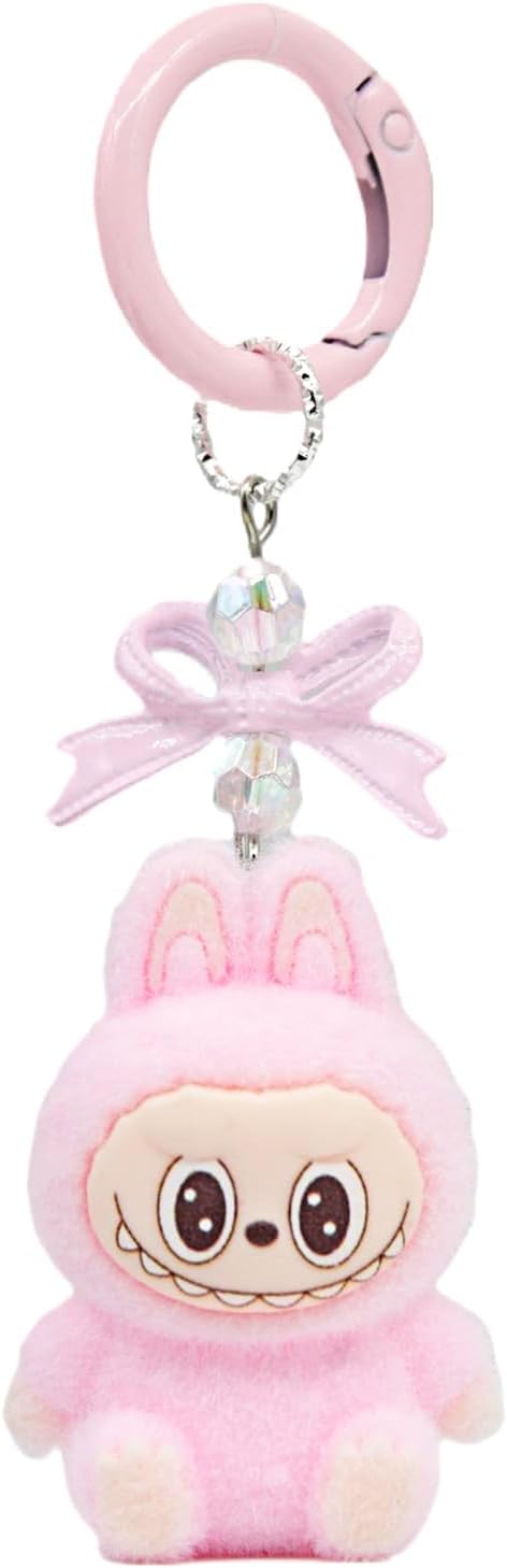 Miokkley Cute Keychain Bag Charms, Monster Doll Accessories for Car Keys, Phone Charm, Water Bottle, Gift for Women, Pink, S