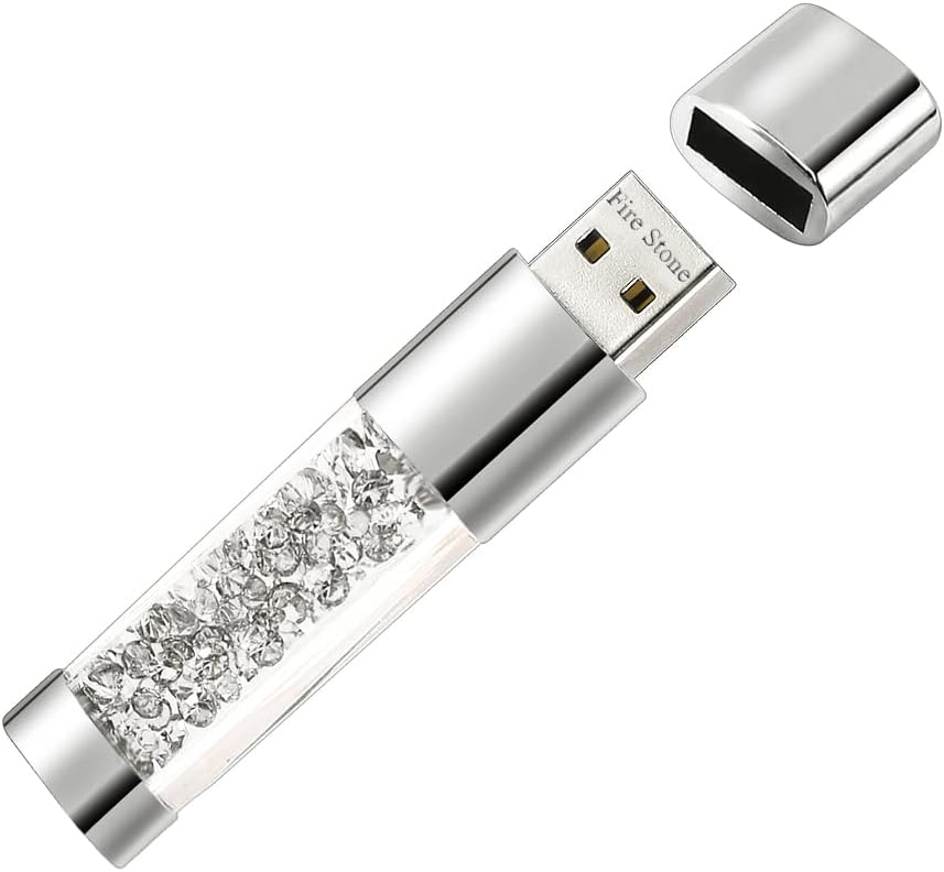 Lovely Diamond USB 2.0 Flash Drive Data Storage Memory Stick USB Stick Pendrive Gift (32GB, White)