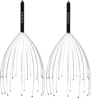 USAGA Head Massager Scalp Massager 20 Fingers Head Scratcher for Head Body Relaxing (Black & Black)