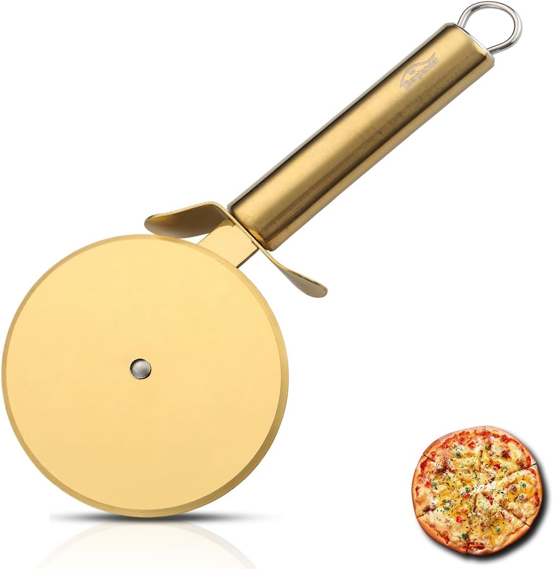 Berglander Pizza Wheel, Gold Titanium Plating Stainless Steel Pizza Cutter, Super Sharp Pizza Slicer With Titanium Gold Plating, Pastry Cutter, Easy to Clean And Stored