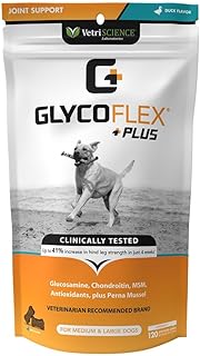 VetriScience GlycoFlex Plus Hip and Joint Supplement for Dogs – Extra-Strength Joint Support Chews with Green Lipped Mussel, Chondroitin, and Glucosamine for Dogs