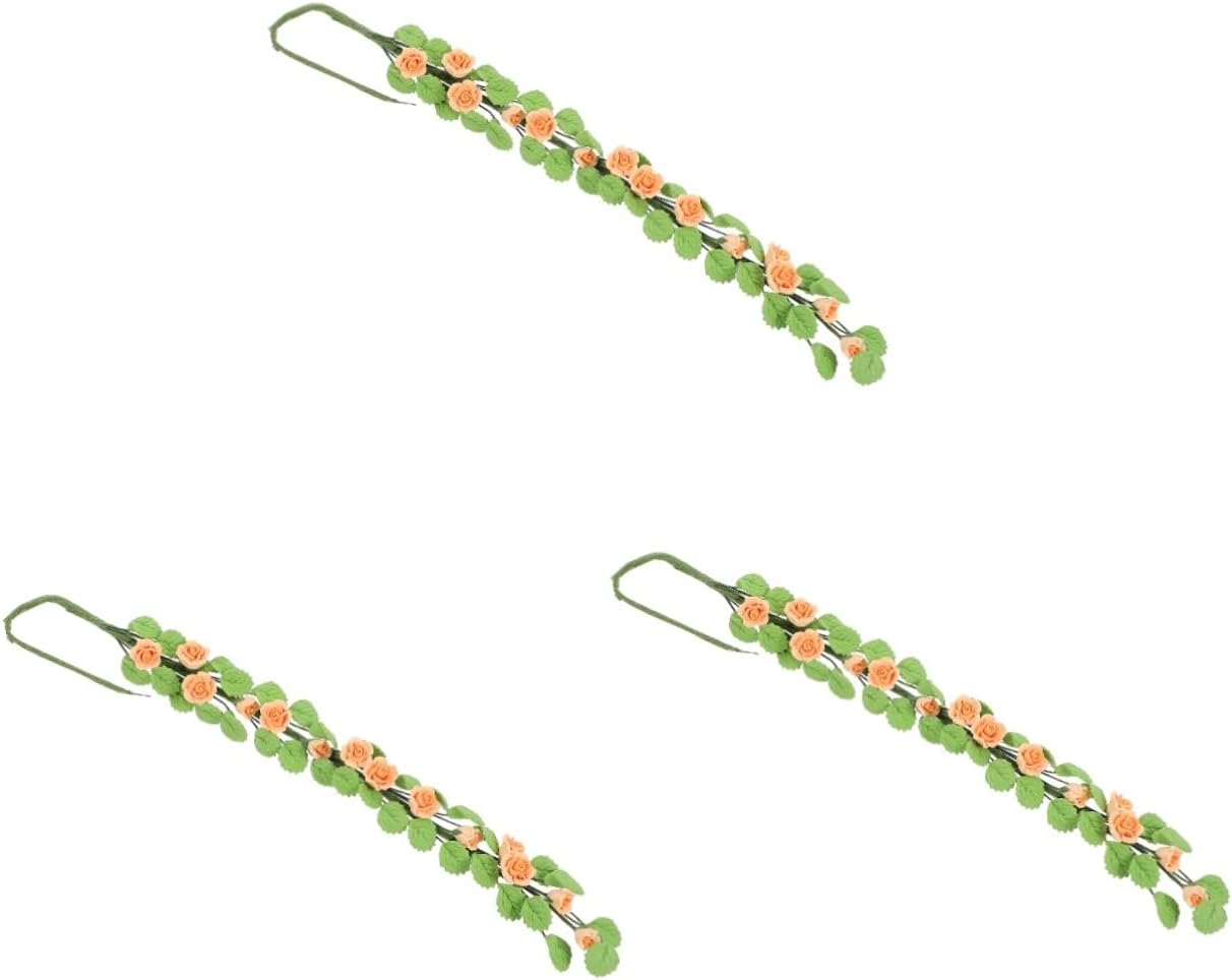 3pcs Landscape Flower Vine Realistic Roses for Dollhouses Artificial Decoration for Miniature Gardens and Projects