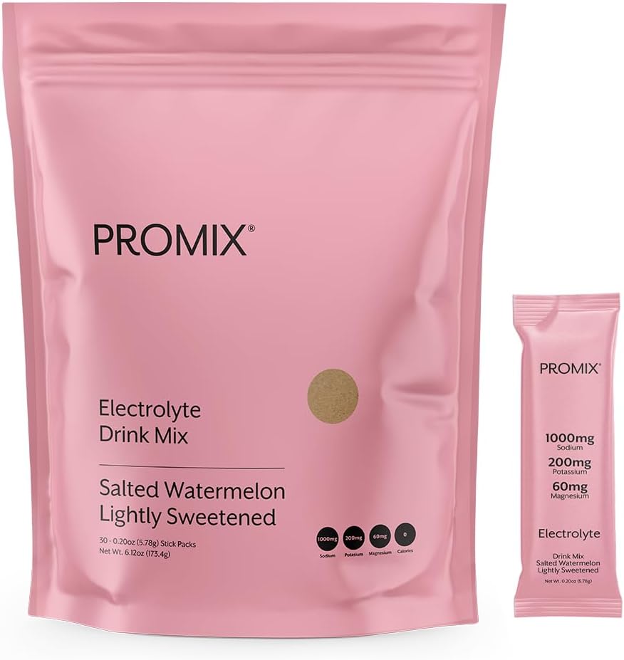 ProMix Nutrition Electrolytes Powder Hydration Packets - Himalayan Pink Salt, Magnesium, Potassium, Vitamin C - Salted Watermelon, Lightly Sweetened - 30 Servings (Pack of 30)