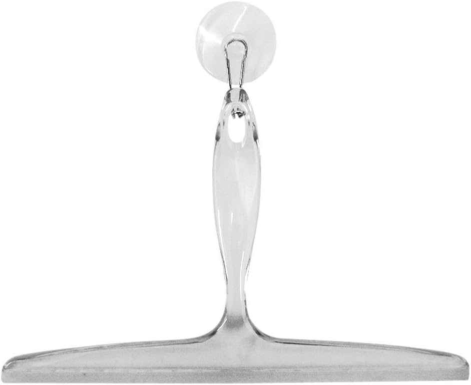 iDesign Plastic Bath Squeegee for Glass with Suction Hook Holder – 12", Clear
