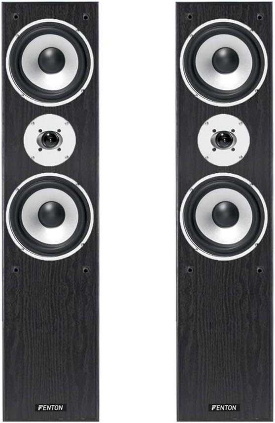 Pair of Black Fenton 3-way Home Audio Tower Speakers Bass Hi-Fi Stereo 350 Watt