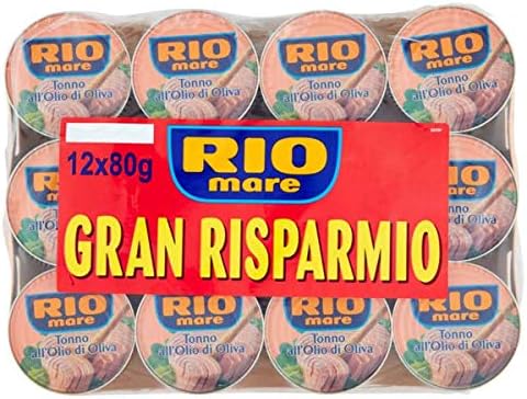 Rio Mare: Set of 12 Cans of Tuna Fish in Olive Oil, Yellowfin Tuna Quality Pack of 12, 80g (2.82oz) Each 960g (33.86oz) Total