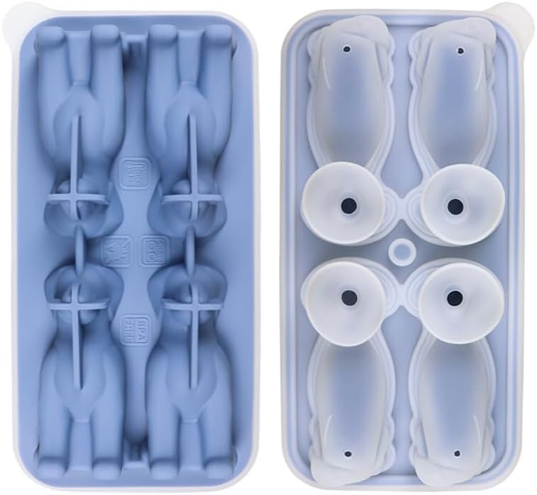 Transparent Dog-Shaped Silicone Ice Ball Mold for Whiskey - Featuring Corgi and French Bulldog Designs (Blue Labrador)