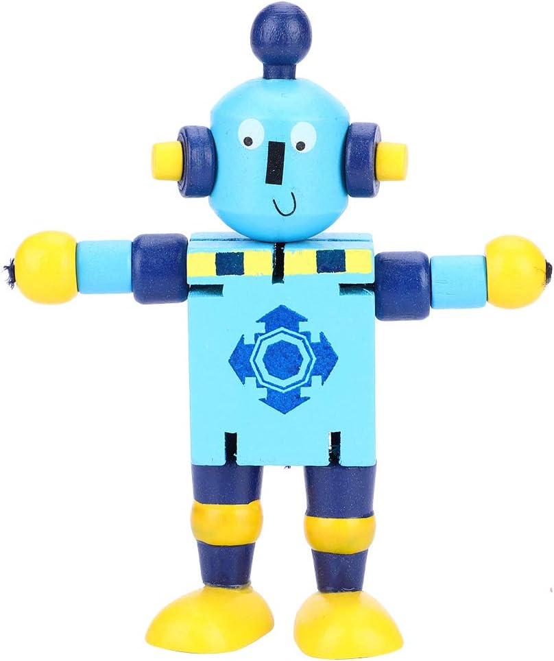 Alomejor Wooden Robot Toys Wooden Robot Toys Educational Fun Learning for Boys and Girls (Blue)