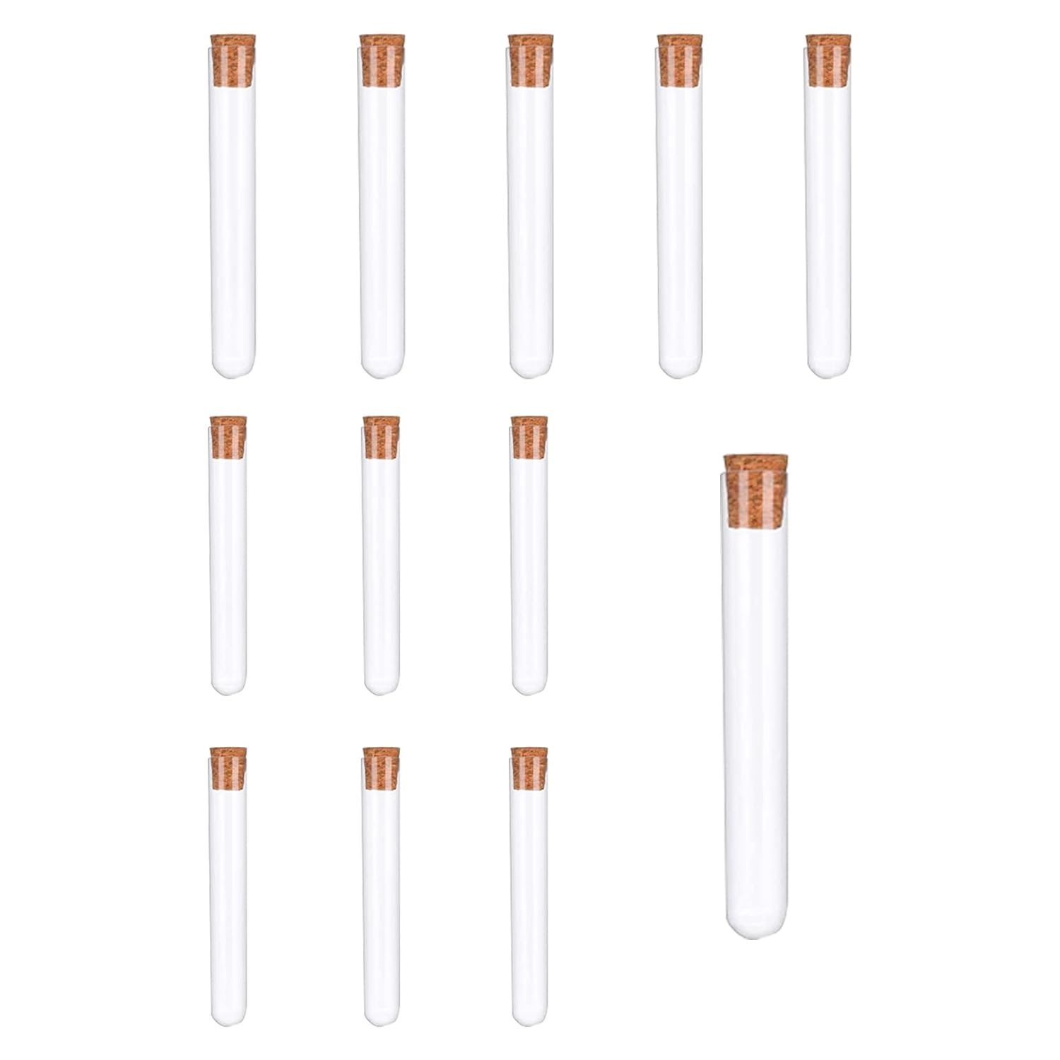 10PCS Plastic Test Tubes,Clear Plastic Test Tubes with Cork Stoppers,16*100mm Transparent Sealing Storage Plastic Test Tubes,lastic Tubes with Lids for DIY Craft Spices Liquids Sweets Candy Seeds