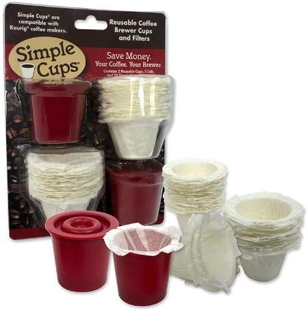 Reusable Coffee K-cups(Set of 2) with Disposable filters compatible with Keurig, Pod & other single use Brewers - 2 Cups with 50 Filters - Use Your Own Coffee - Reuse or Dispose of your K Cups