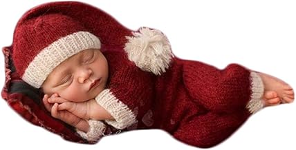 Christmas Newborn Baby Photo Shoot Props Outfits Crochet Clothes Santa Claus Red Hat Pants Photography Props