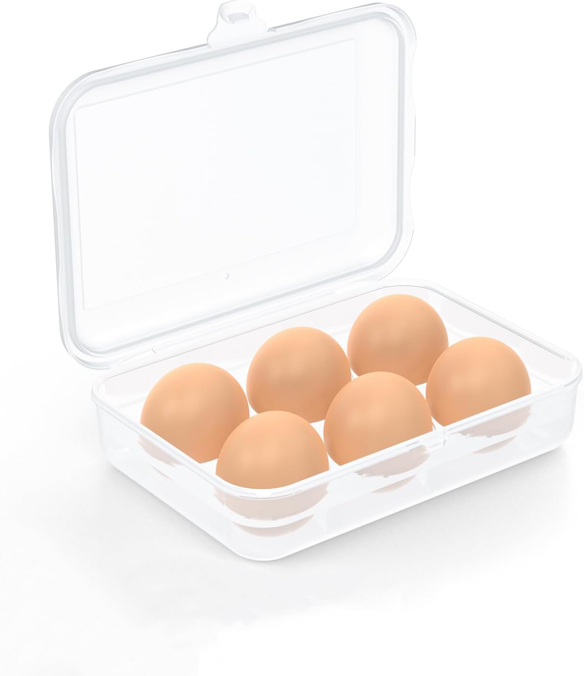 RoseFlower 6 Girds Egg Holder Container, Plastic Egg Storage Box Leakproof Shockproof Protection, Portable Egg Tray Carriage Dispenser for Camping Picnic Travel Kitchen Refrigerator Outdoor, Clear