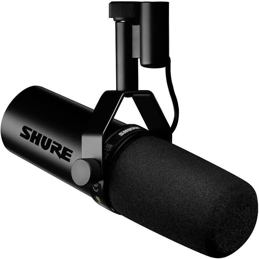 Shure SM7dB Dynamic Vocal Microphone with Built-in Preamp – Studio Mic for Streaming, Podcasting, and Recording – Smooth Sound, Wide Frequency Range, Rugged Build, Windscreen Included, XLR, Black