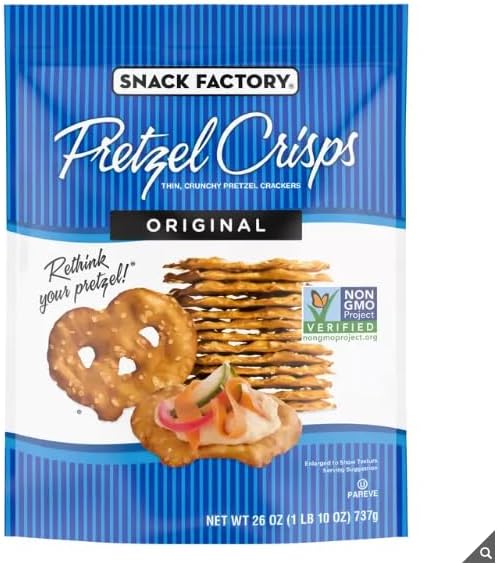 Snack Factory Pretzel Crisps Original, Snack Factory Pretzel Crisps Original Knots Thin Crunchy Cracker Snack Pack, 737g