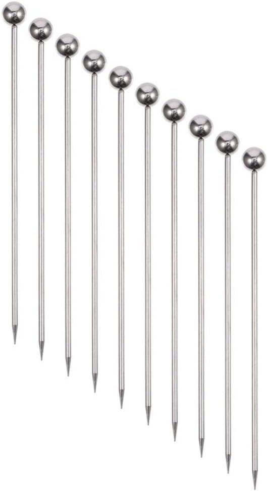 50 Pieces Stainless Steel Cocktail Picks Metal Martini Picks 4.3 inch