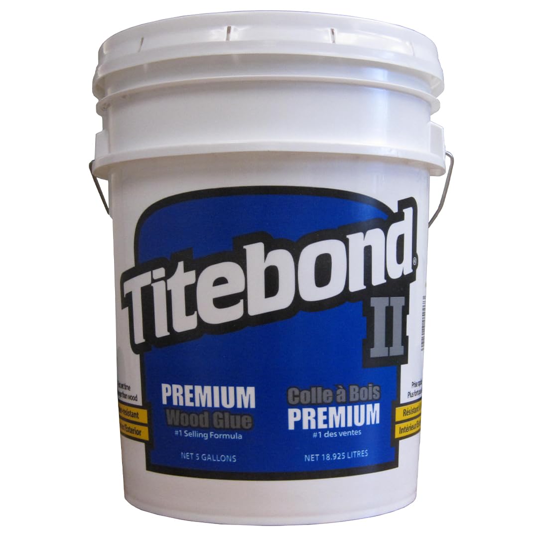 Titebond II Premium Wood Glue 5 Gal. – ANSI Type II Waterproof Exterior Wood Adhesive, Strong Initial Tack, Fast Set, Ideal for Outdoor Projects & RF/Hot Press Gluing Systems – 5007