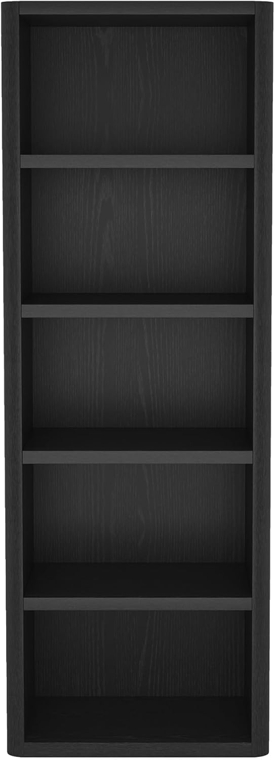 Manhattan Comfort Rivington 79" Tall Modern 5 Tier Bookcase, Open Shelving Book Shelf with Adjustable Shelves for Living Room or Home Office Storage, Set of 1, Black